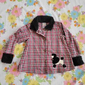 Cowboys and angels plaid poodle  pea coat 24 month
